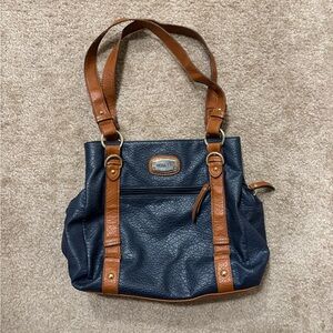 Blue and Brown Relaxed Shoulder Bag